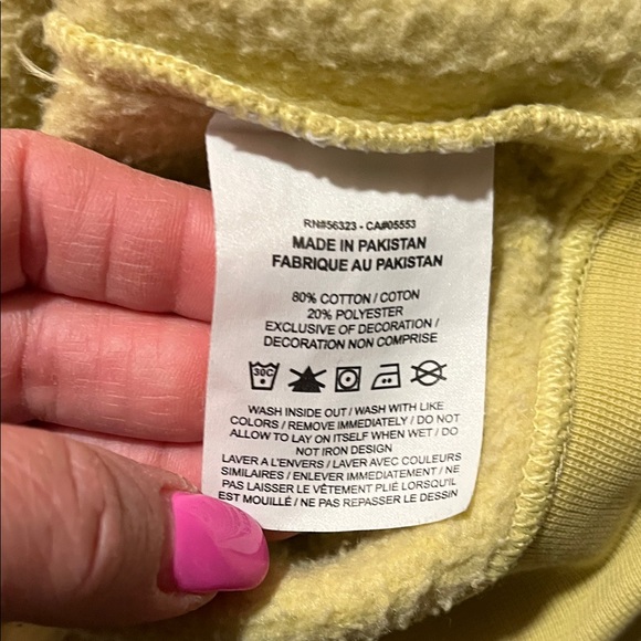 Nike Chartreuse Yellow Cropped Crewneck Sweatshirt Size L - Picture 3 of 5